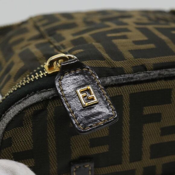 Pre Loved FENDI  Zucca Canvas Vanity Cosmetic Pouch Black Brown Auth yb401 - Picture 8 of 10